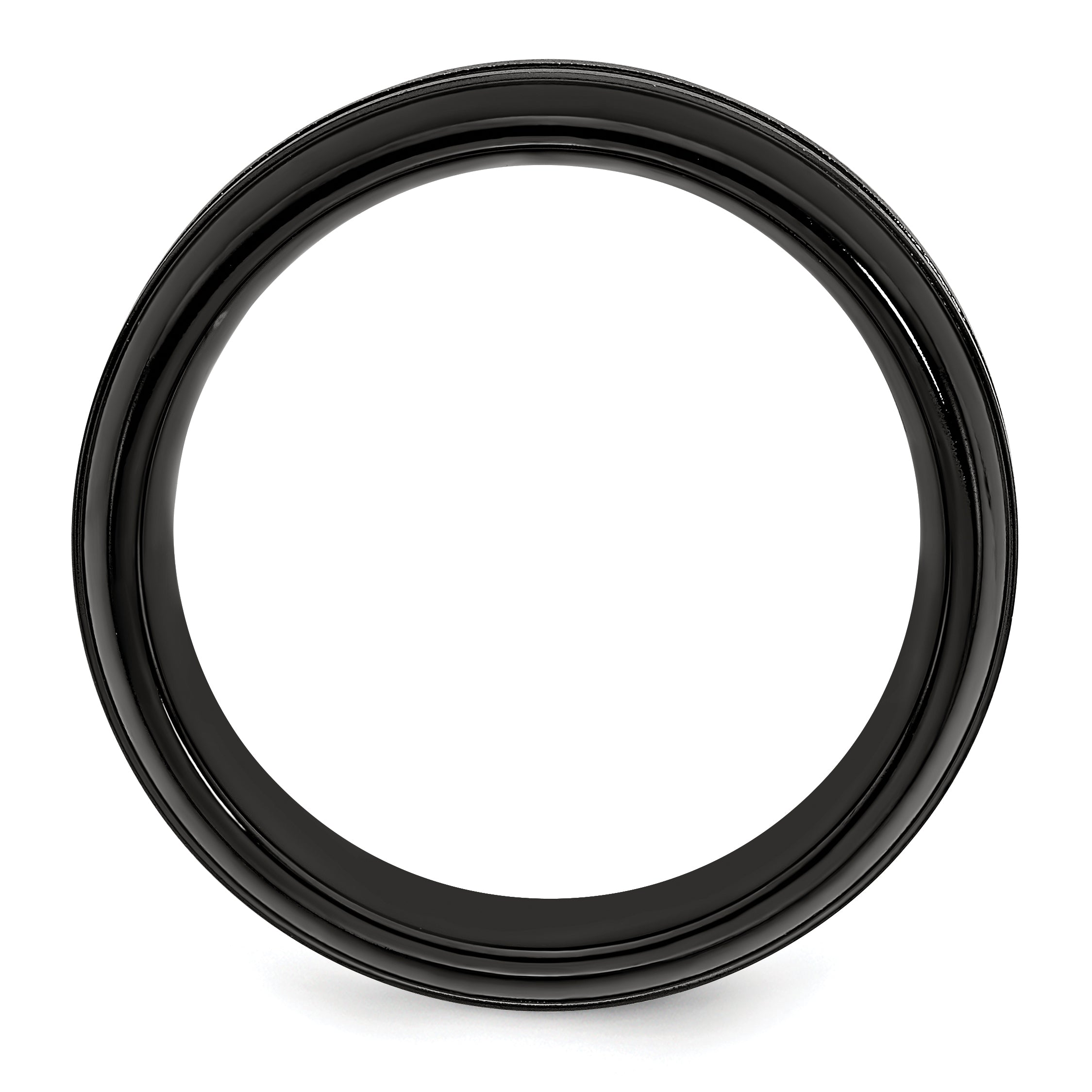 Edward Mirell Titanium Brushed/Polished/Grooved Black Ti 8mm Ring Secondary image