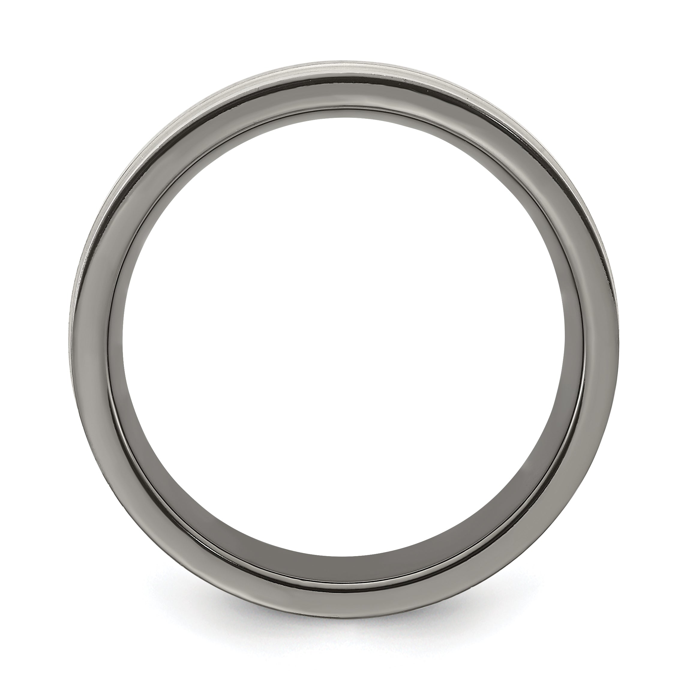 Edward Mirell Titanium Black Ti Flat Cut Edge Grooved 8mm Band Secondary image