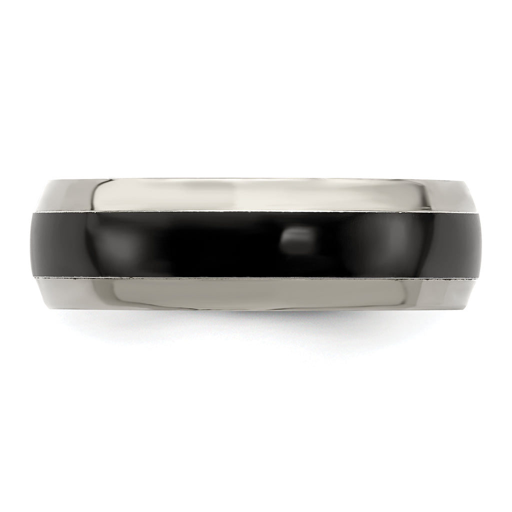 Edward Mirell Titanium Black Ti Polished Domed with Cut Edges 7mm Band
