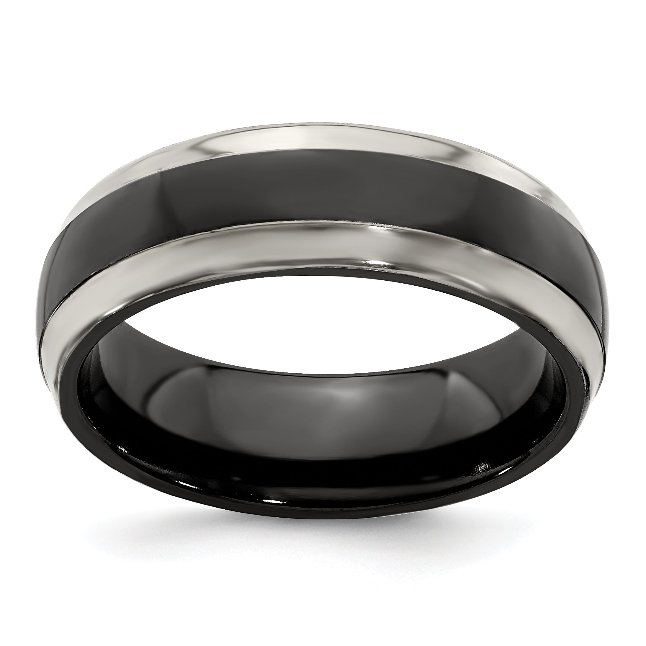 Edward Mirell Titanium Black Ti Polished Domed with Cut Edges 7mm Band Main image