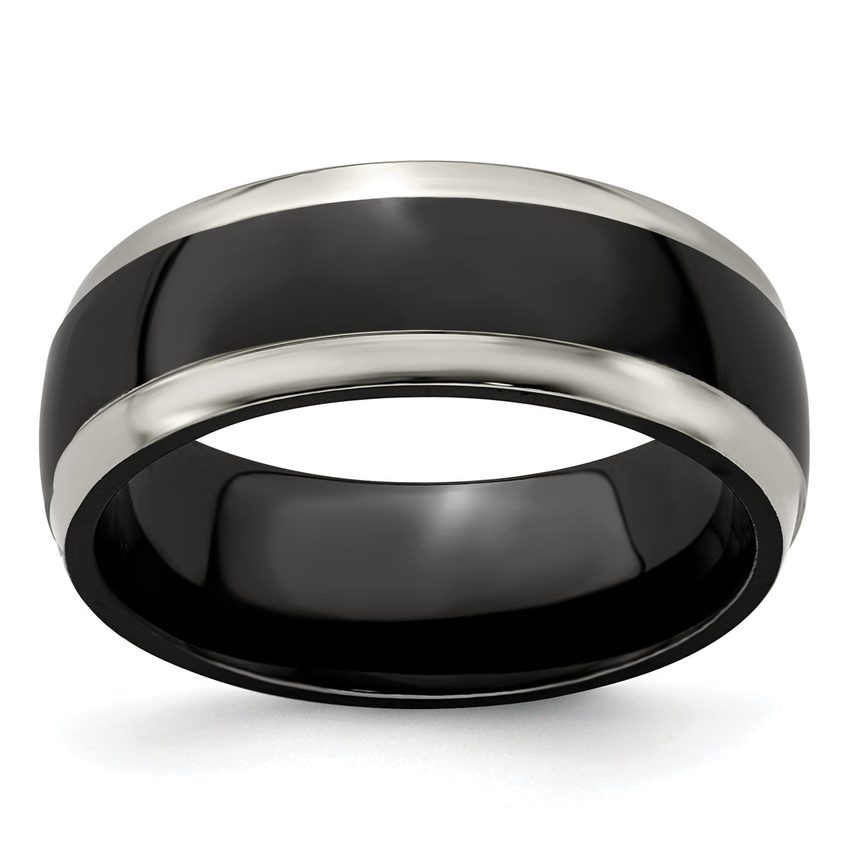 Black Wedding Band in Titanium, 8mm, Size 7–8.5 - Sophia Jewelers Main image