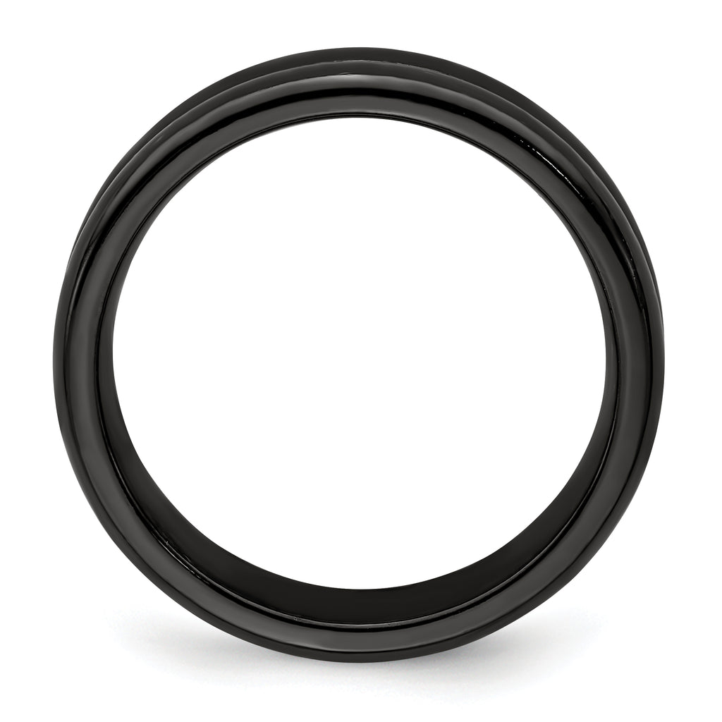 Edward Mirell Titanium Black Ti with Grooves 6mm Band