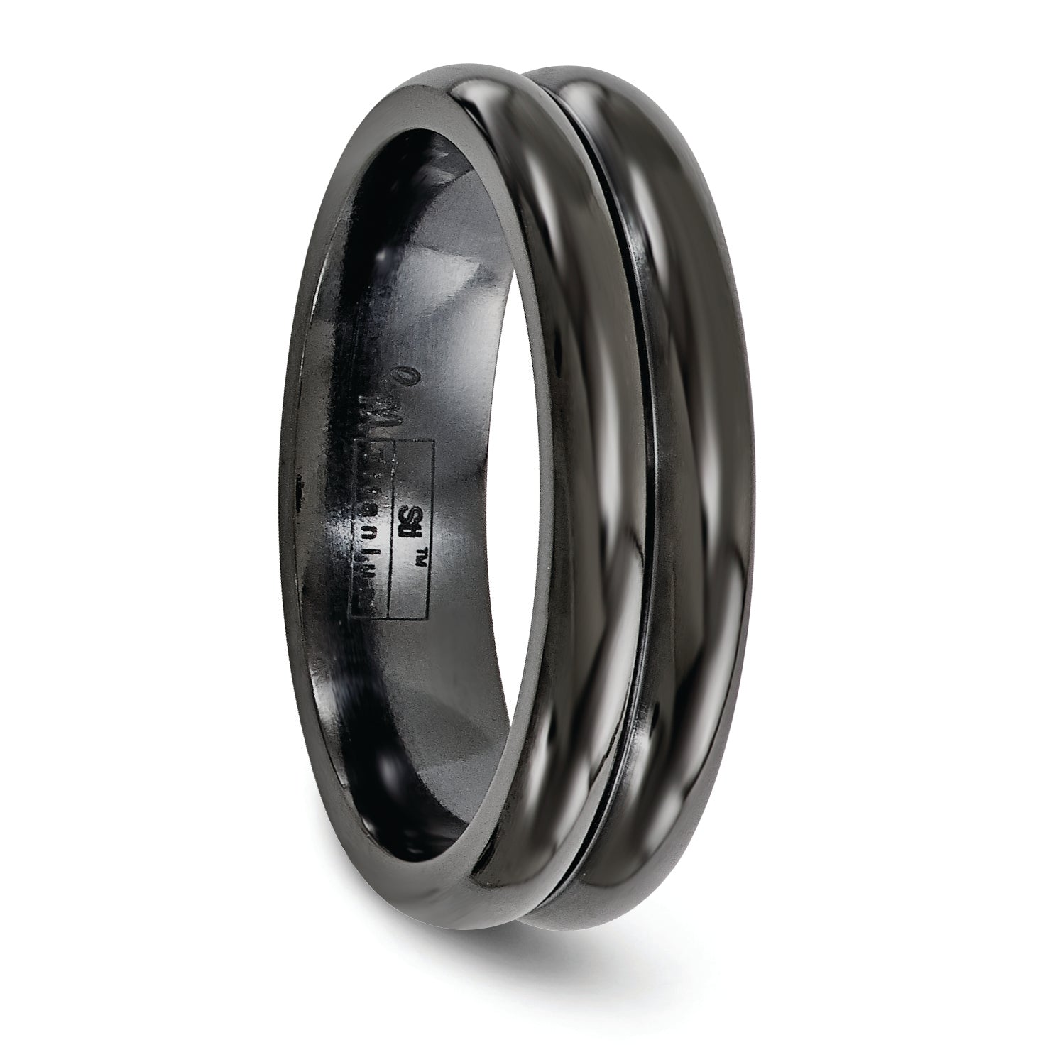 Edward Mirell Titanium Black Ti with Grooves 6mm Band