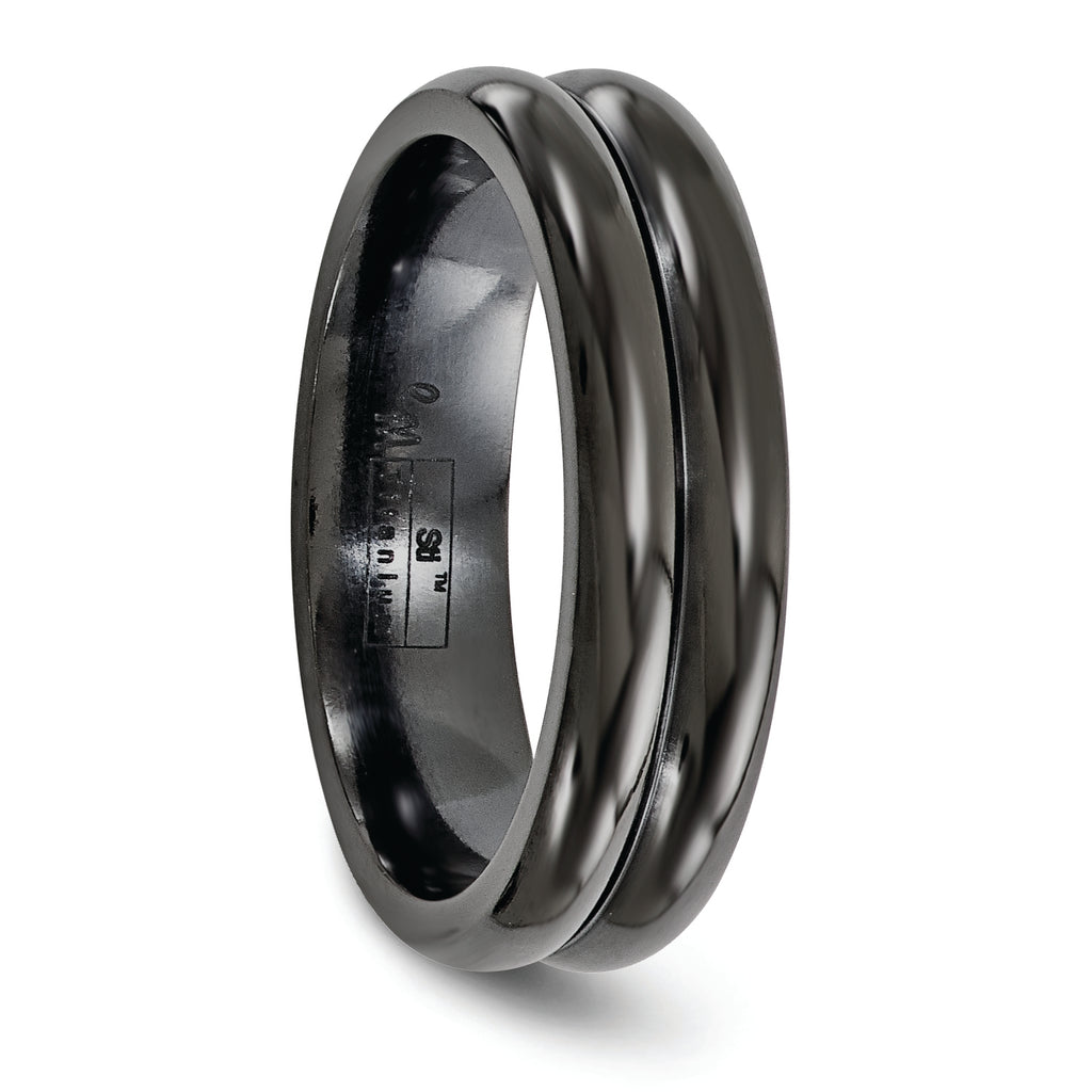 Edward Mirell Titanium Black Ti with Grooves 6mm Band