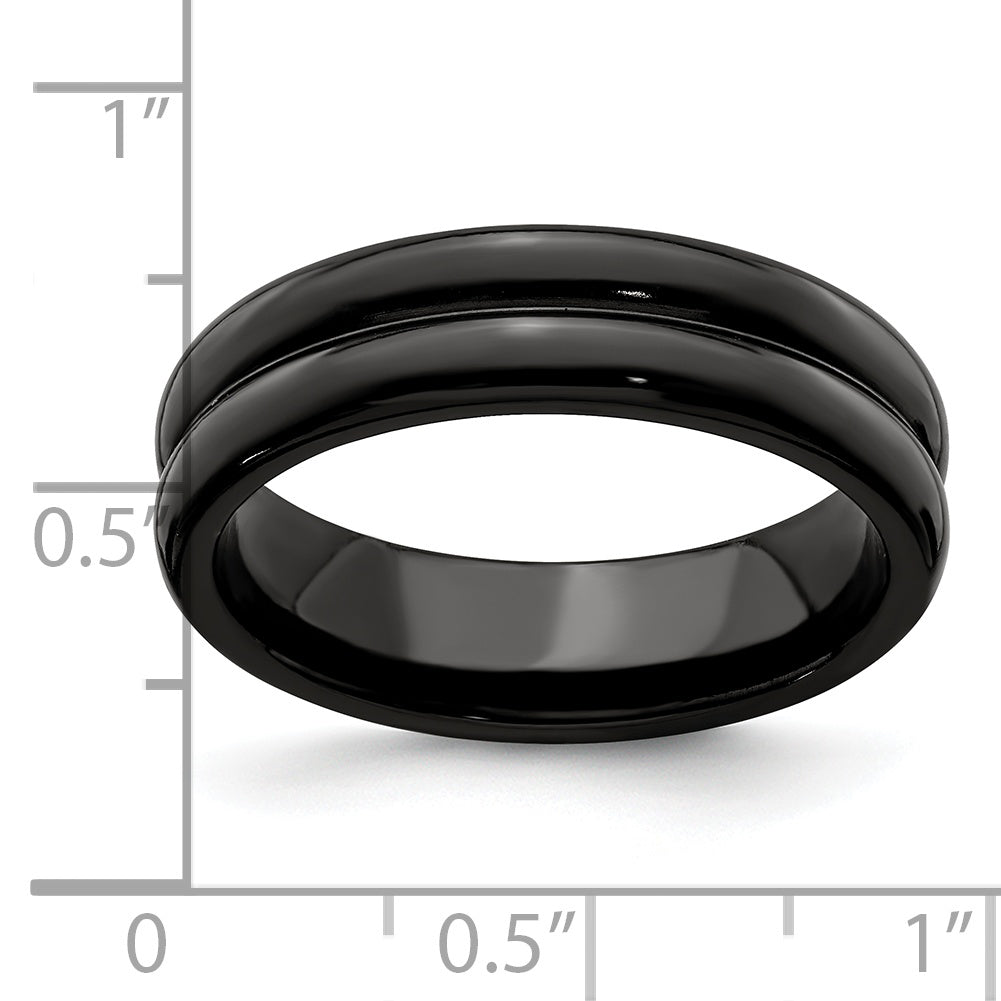 Edward Mirell Titanium Black Ti with Grooves 6mm Band