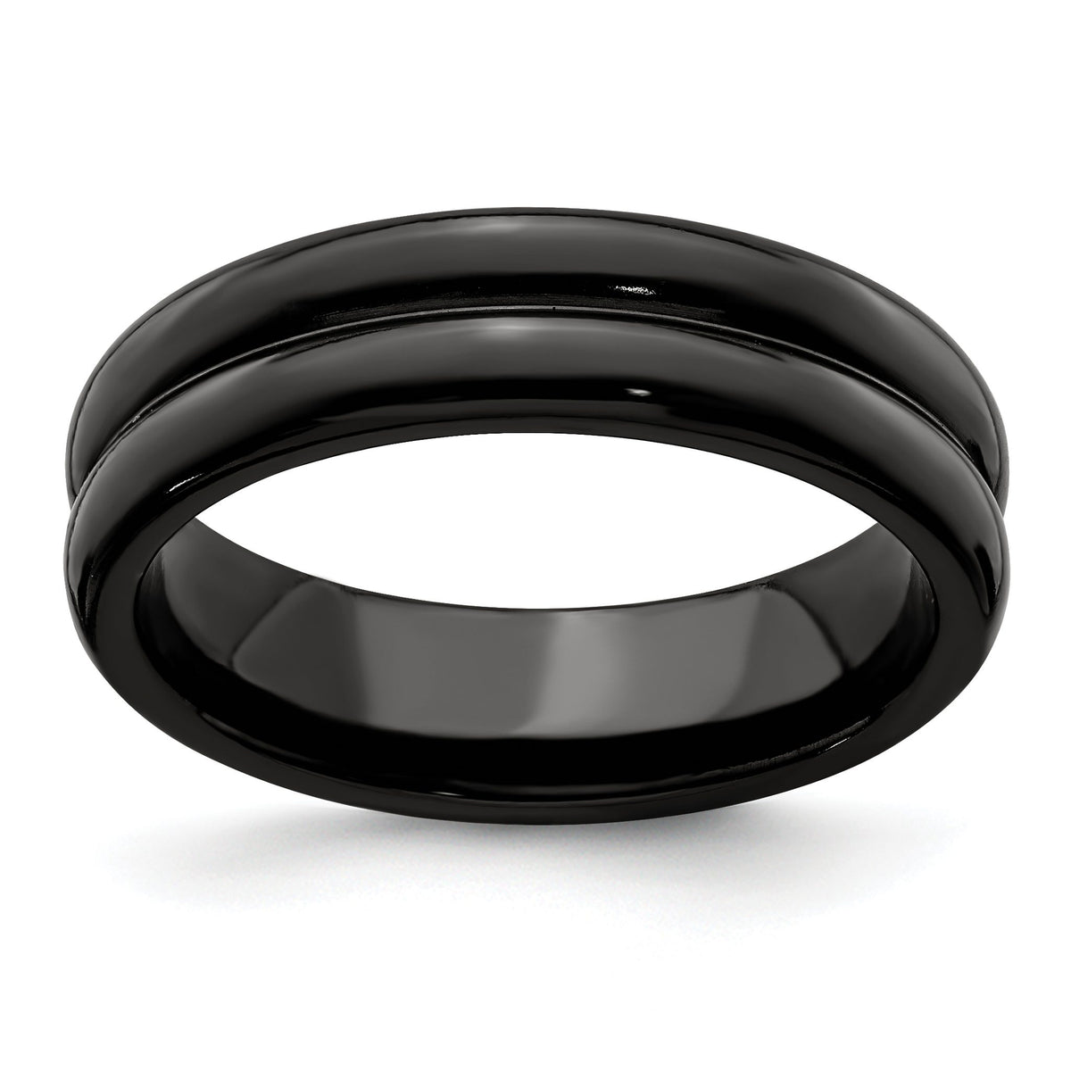 Black Grooves Wedding Band in Titanium, 6mm, Size 6.5–13 - Sophia Jewelers Main image