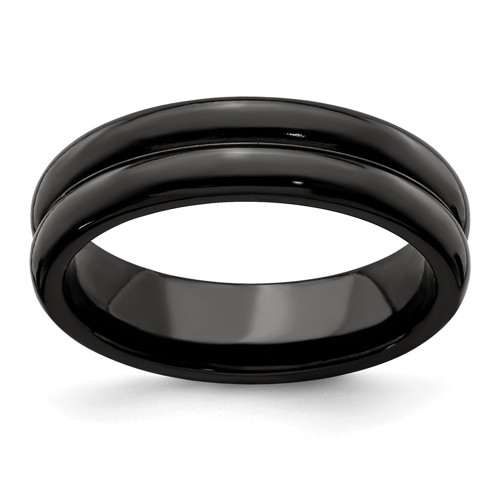 Edward Mirell Titanium Black Ti with Grooves 6mm Band