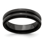 Edward Mirell Titanium Black Ti with Grooves 6mm Band