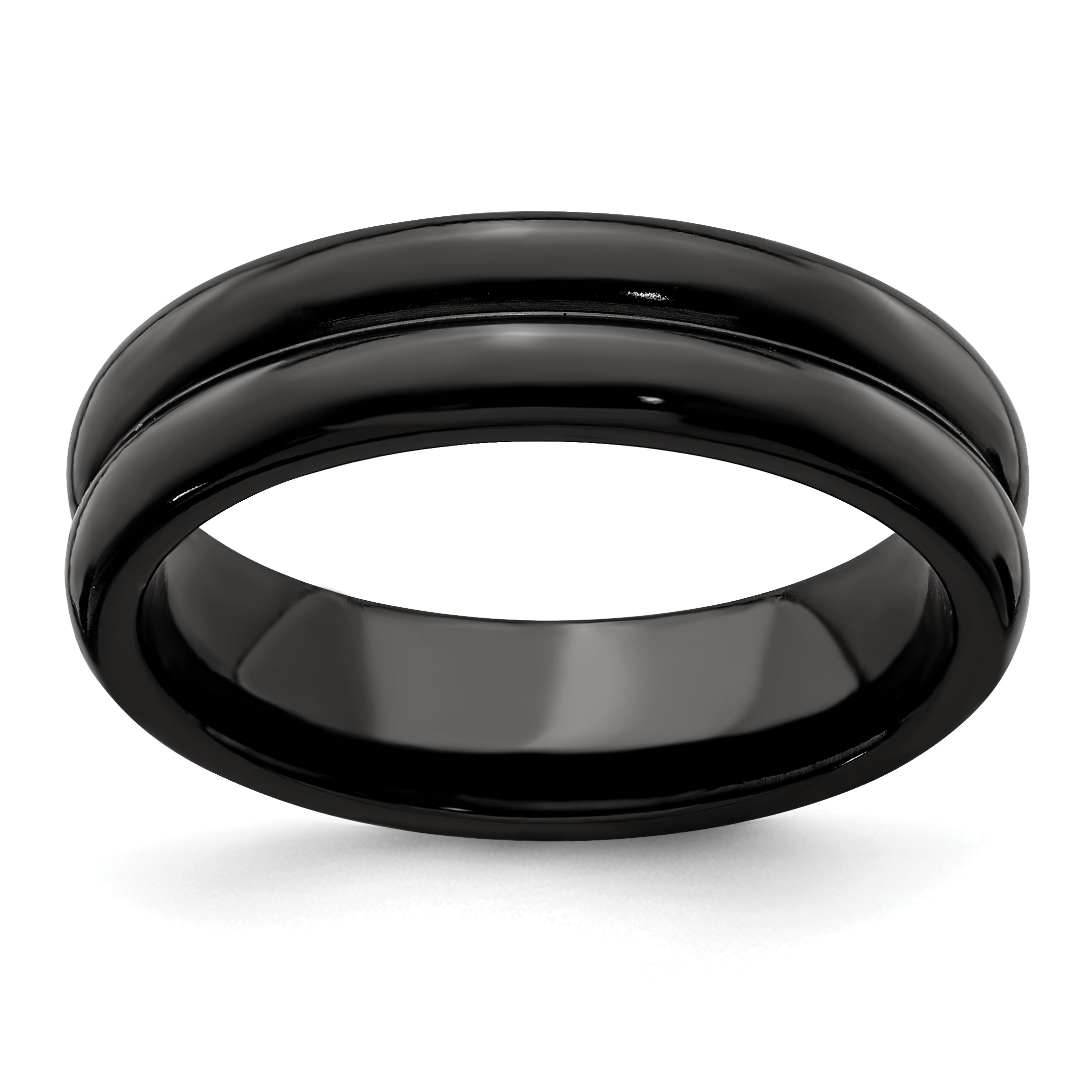 Edward Mirell Titanium Black Ti with Grooves 6mm Band