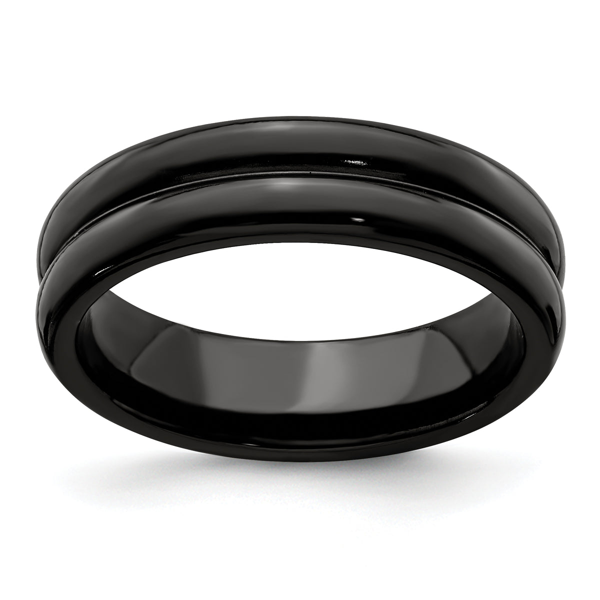 Edward Mirell Titanium Black Ti with Grooves 6mm Band