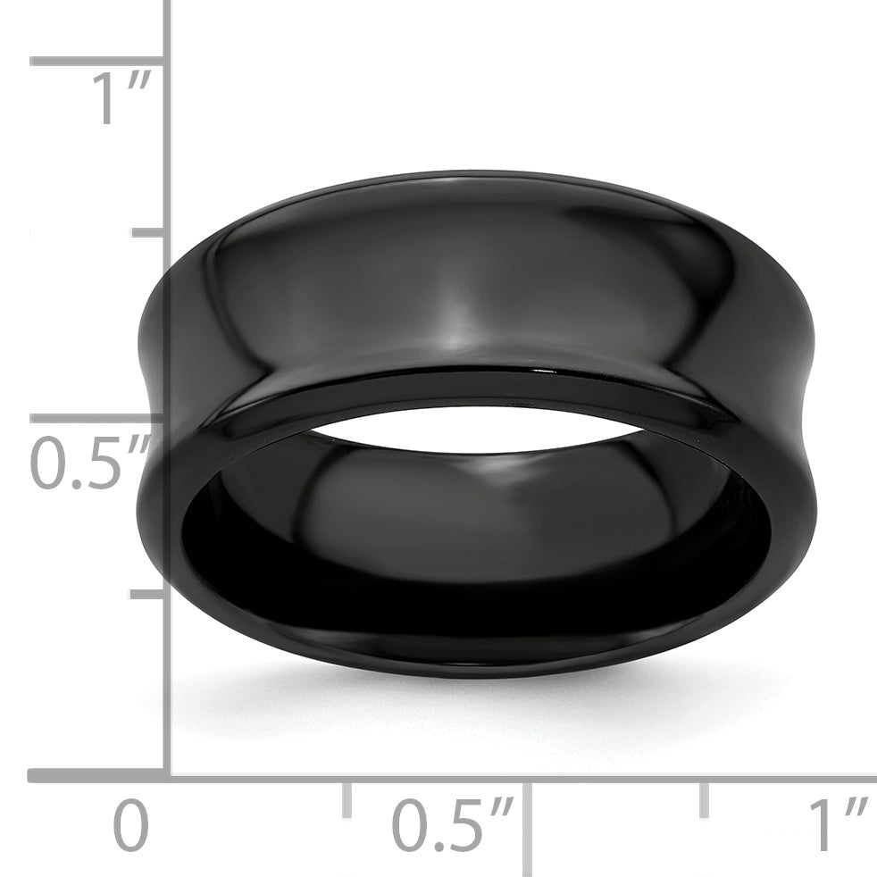 Edward Mirell Titanium Black Ti Polished Concave 9mm Band