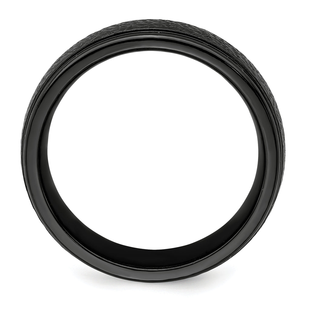 Edward Mirell Titanium Black Ti Hammered 7mm Band