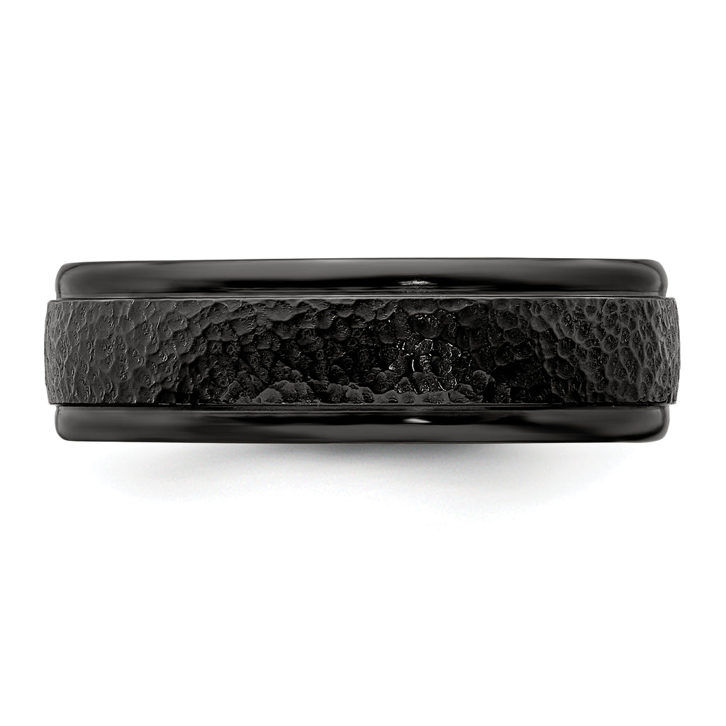 Edward Mirell Titanium Black Ti Hammered 7mm Band