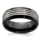 Edward Mirell Titanium Black Ti Flat Top Beveled Edge 8mm Band