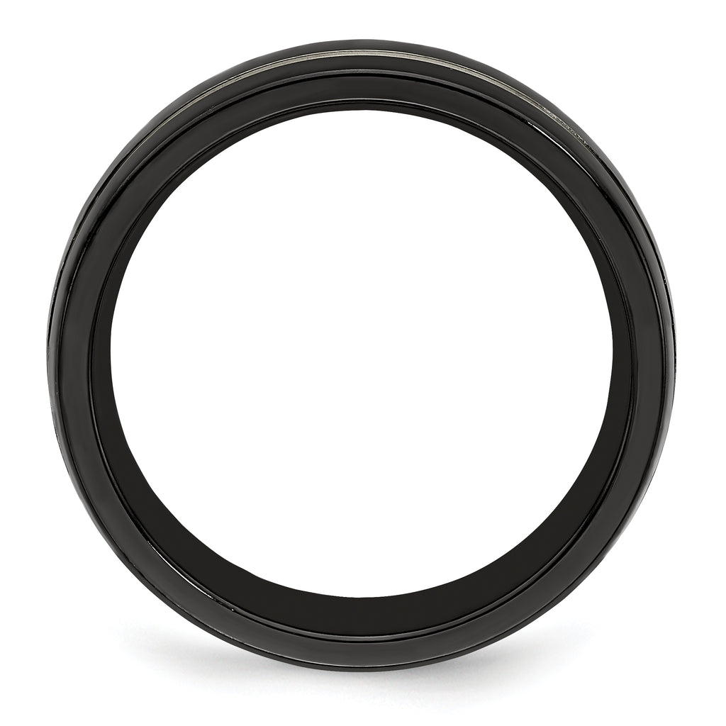 Edward Mirell Titanium Black Ti & Grey Grooved 7mm Band
