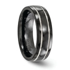 Edward Mirell Titanium Black Ti & Grey Grooved 7mm Band