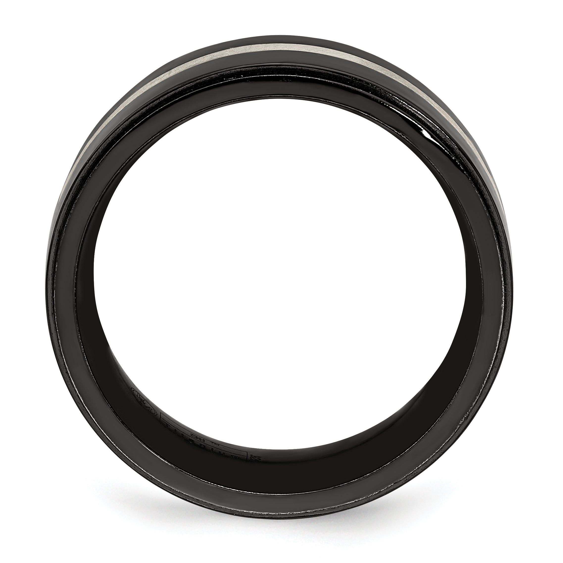 Edward Mirell Titanium Black Ti & Sterling Silver Inlay 10mm Band Secondary image