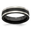 Edward Mirell Grey Titanium/Black Ti Center Grooved 6mm Flat Band
