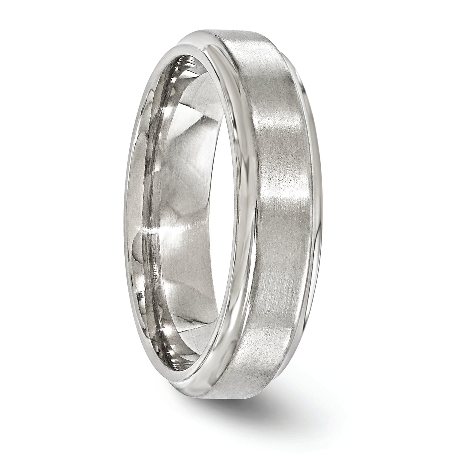 Edward Mirell Titanium Brushed & Polished Beveled 6mm Band