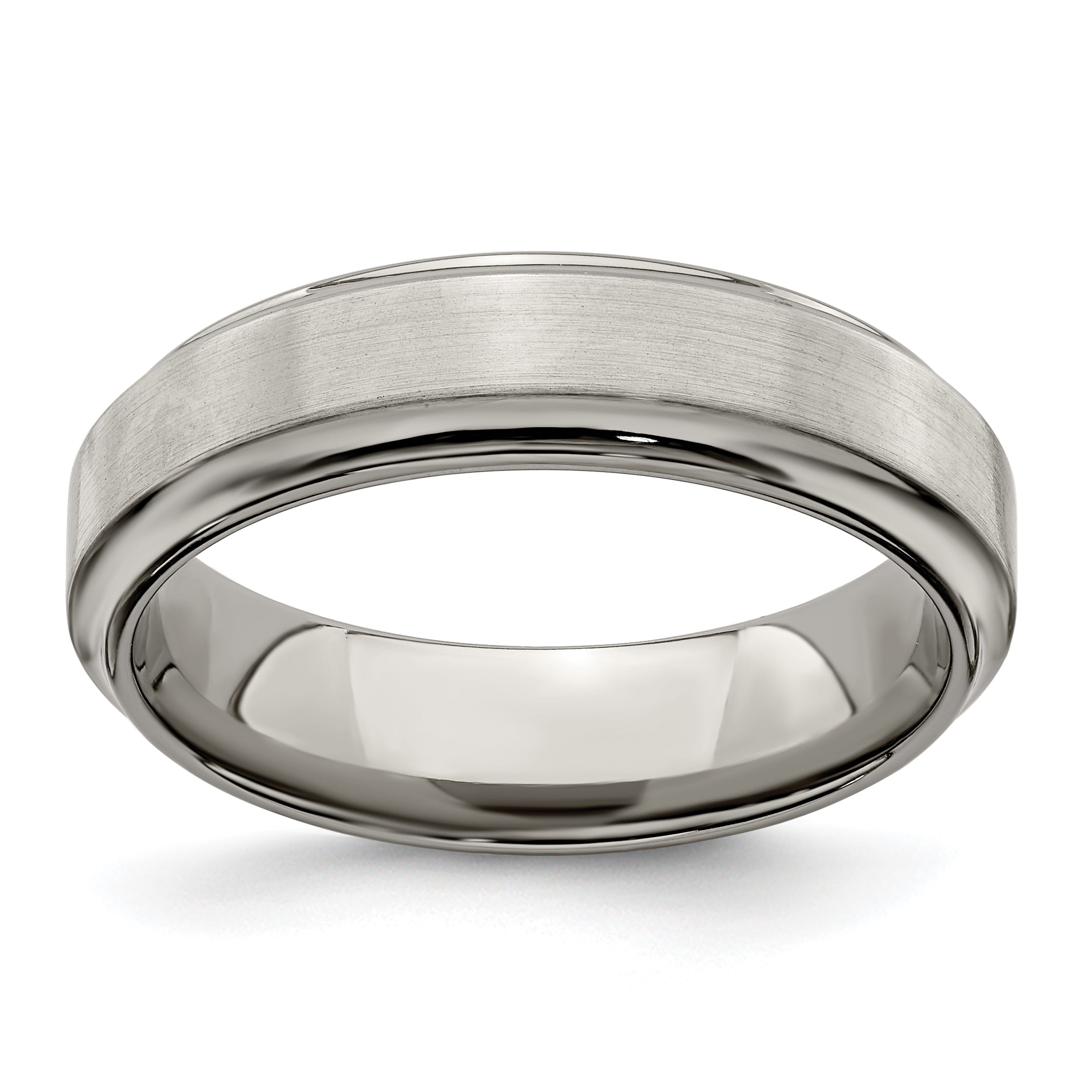 Edward Mirell Titanium Brushed & Polished Beveled 6mm Band Main image