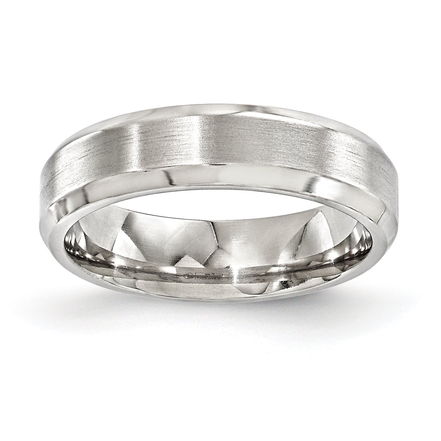 Edward Mirell Titanium Brushed & Polished Beveled 6mm Band Main image