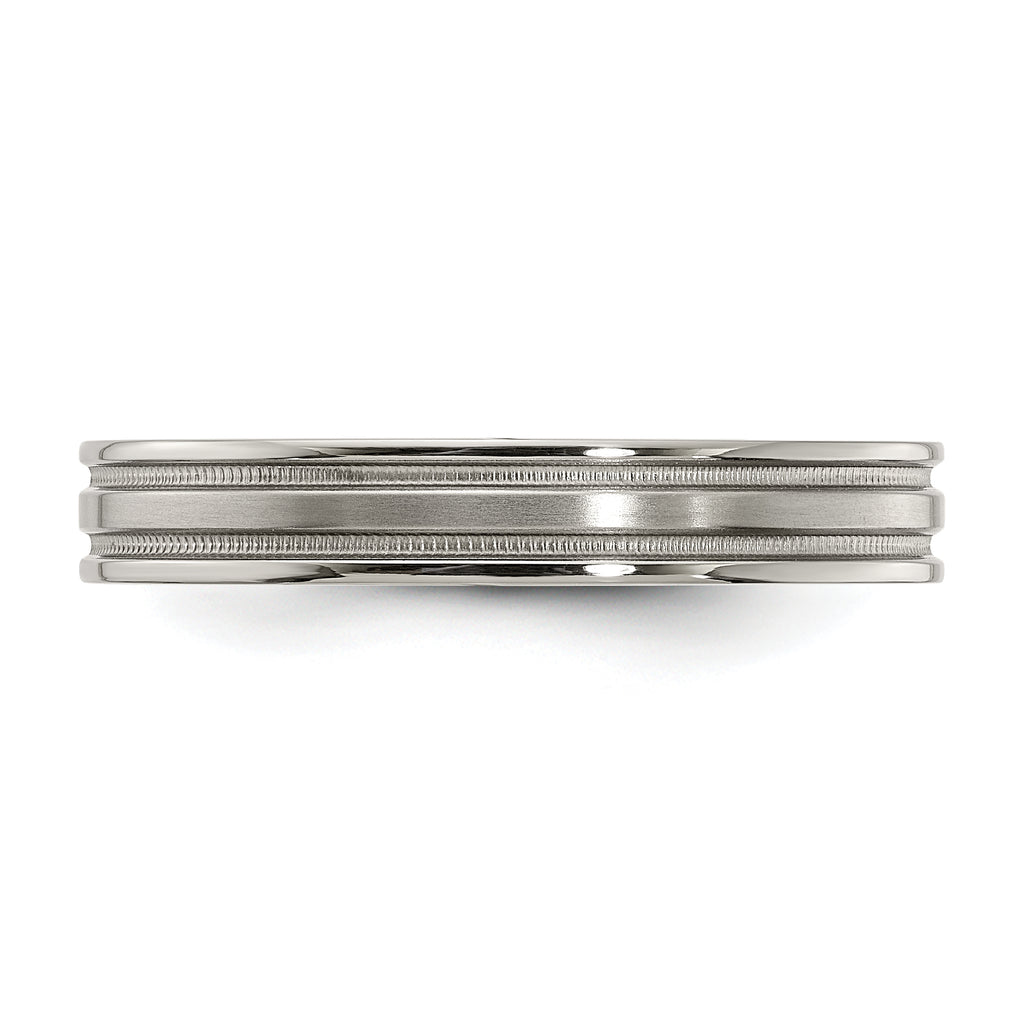 Edward Mirell Titanium Brushed/Polished Flat Milgrain 4mm Band Size 9.5