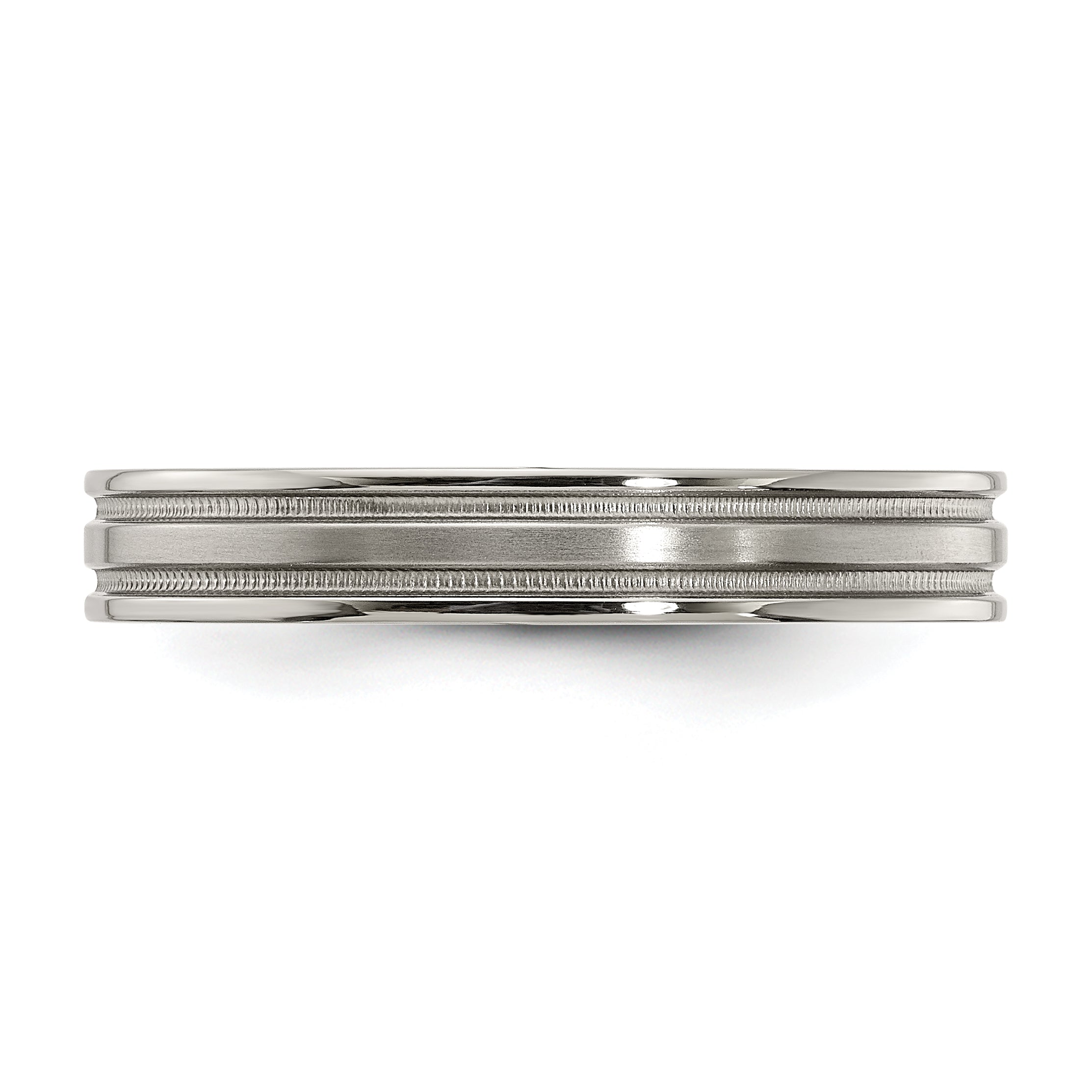 Edward Mirell Titanium Brushed/Polished Flat Milgrain 4mm Band Size 9.5