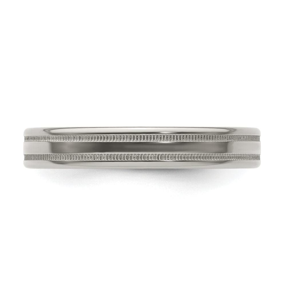 Edward Mirell Titanium Brushed/Polished Flat Milgrain 4mm Band Size 9.5