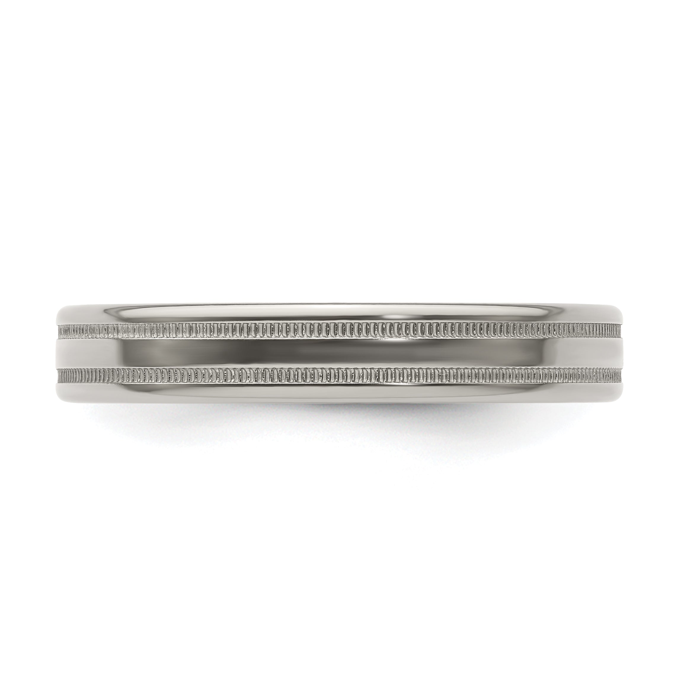 Edward Mirell Titanium Brushed/Polished Flat Milgrain 4mm Band Size 9.5