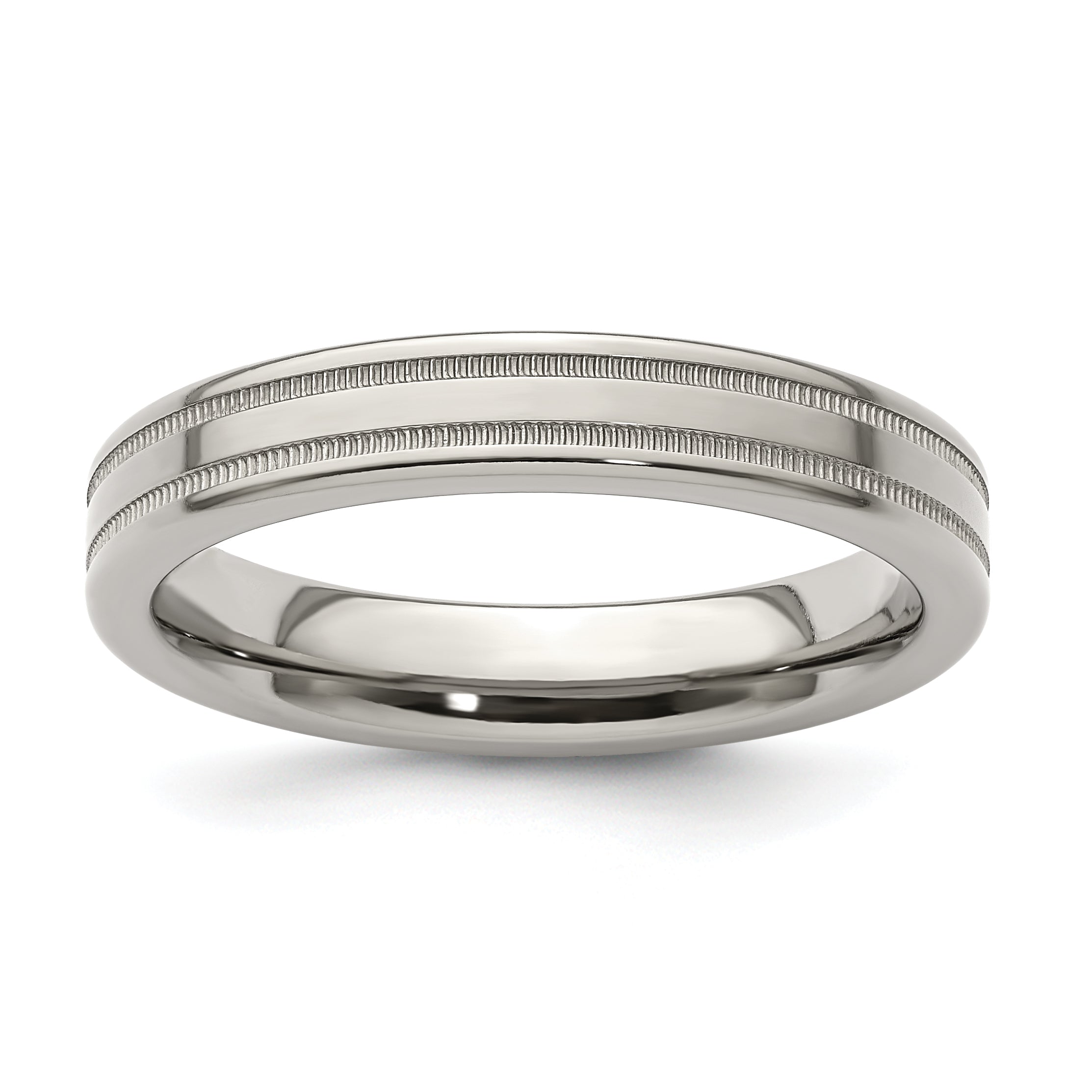 Edward Mirell Titanium Brushed/Polished Flat Milgrain 4mm Band Size 9.5