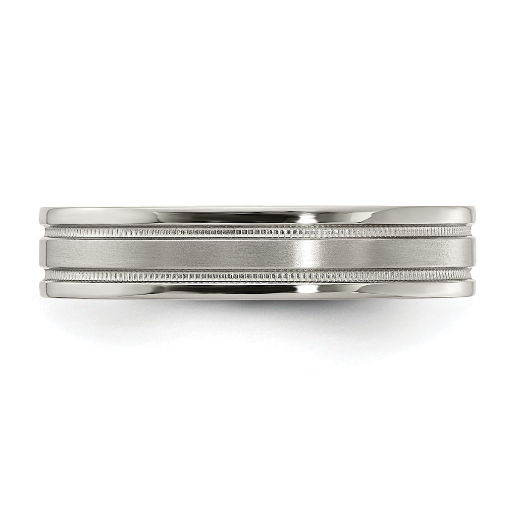 Edward Mirell Titanium Brushed/Polished Flat Milgrain 5mm Band