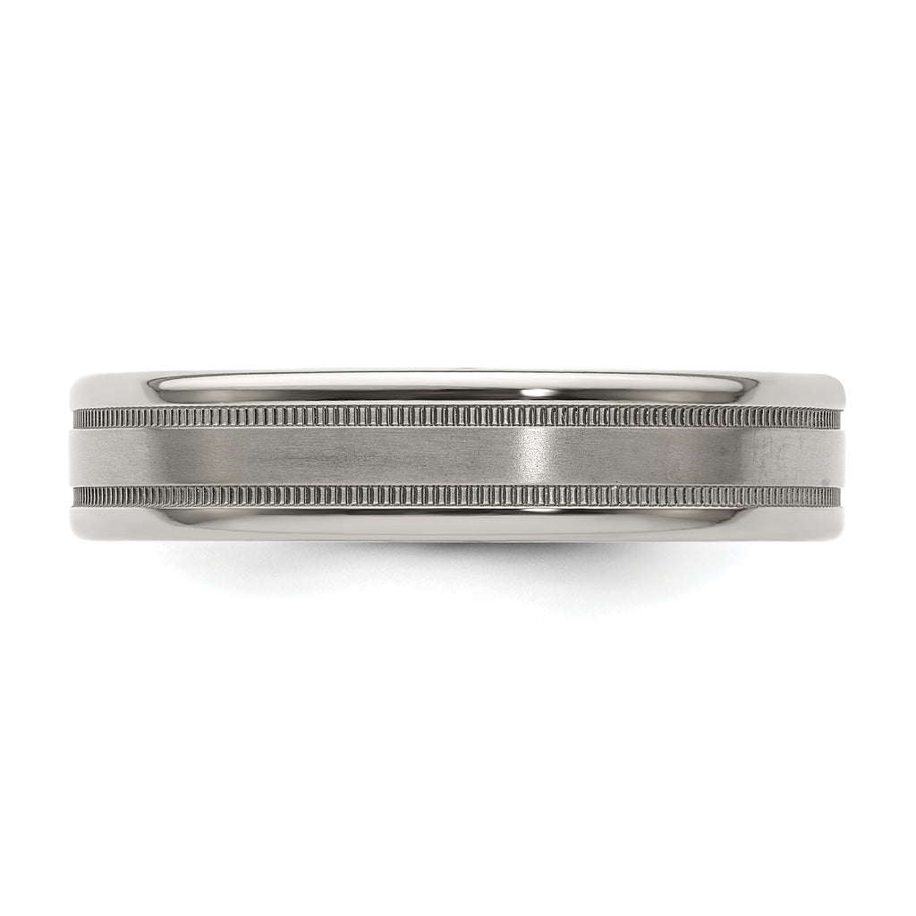Edward Mirell Titanium Brushed/Polished Flat Milgrain 5mm Band