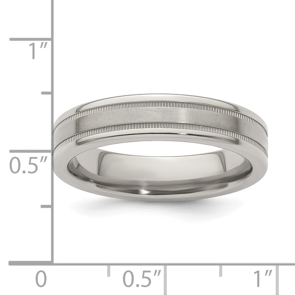 Edward Mirell Titanium Brushed/Polished Flat Milgrain 5mm Band