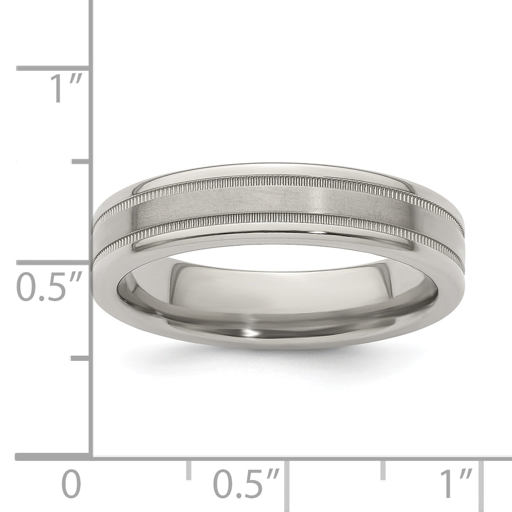 Edward Mirell Titanium Brushed/Polished Flat Milgrain 5mm Band