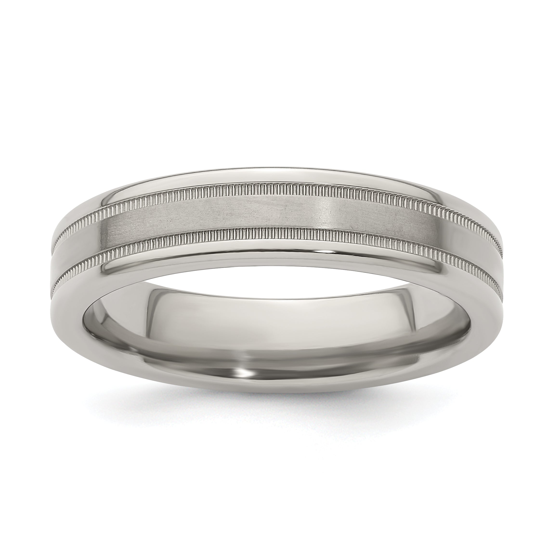 Edward Mirell Titanium Brushed/Polished Flat Milgrain 5mm Band Main image