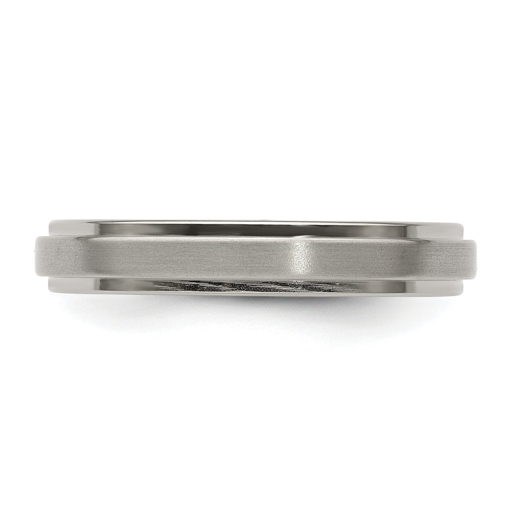 Edward Mirell Titanium Brushed/Polished Flat Step Edge 4mm Band