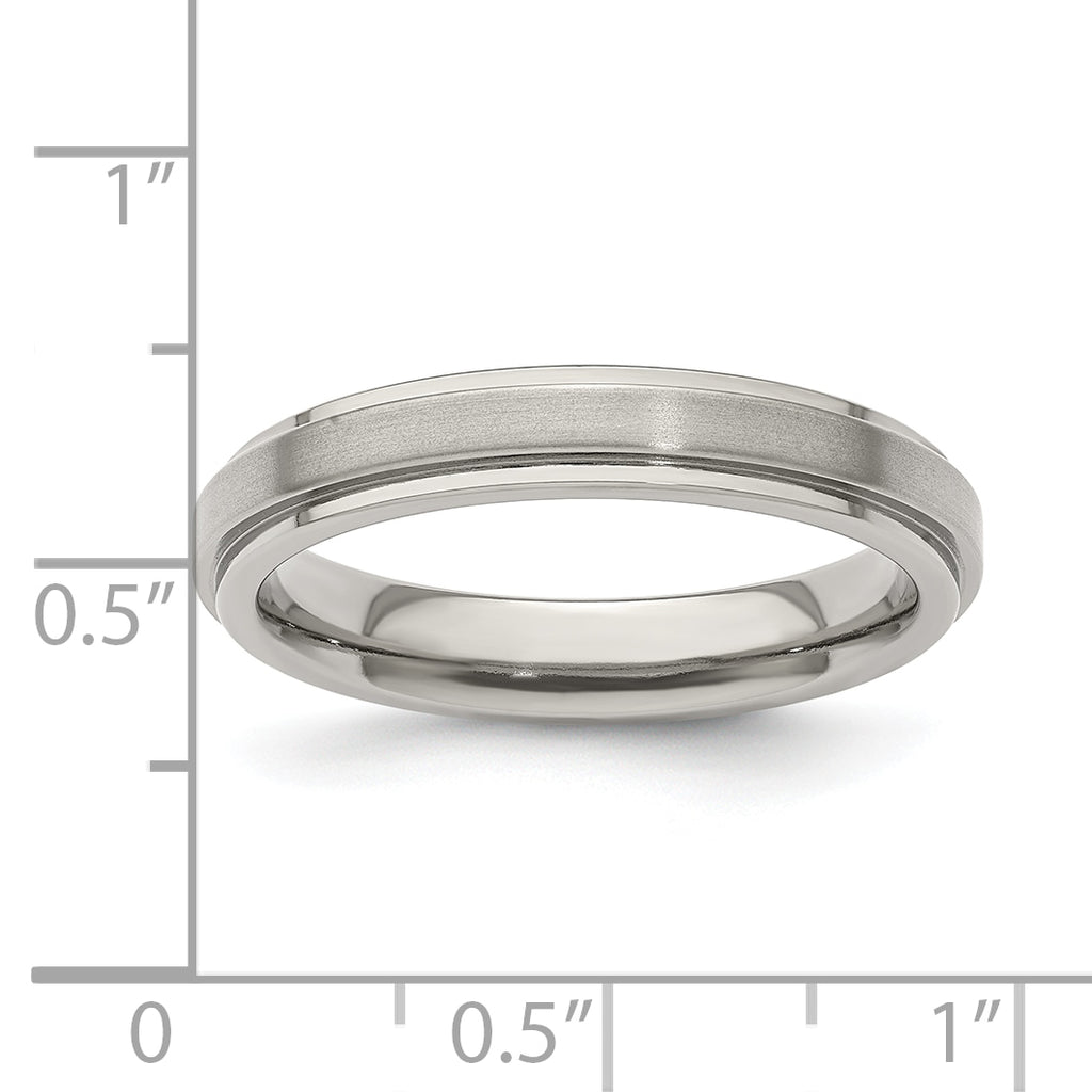 Edward Mirell Titanium Brushed/Polished Flat Step Edge 4mm Band
