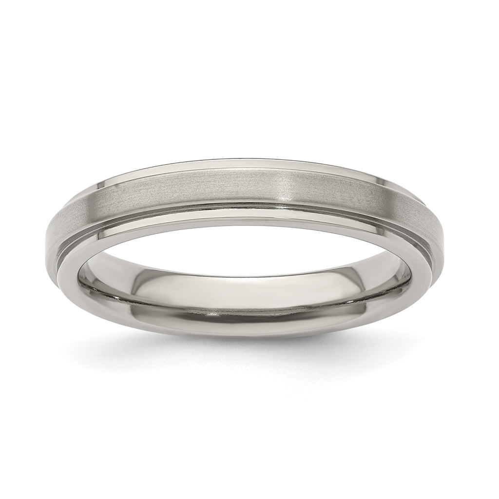 Edward Mirell Titanium Brushed/Polished Flat Step Edge 4mm Band