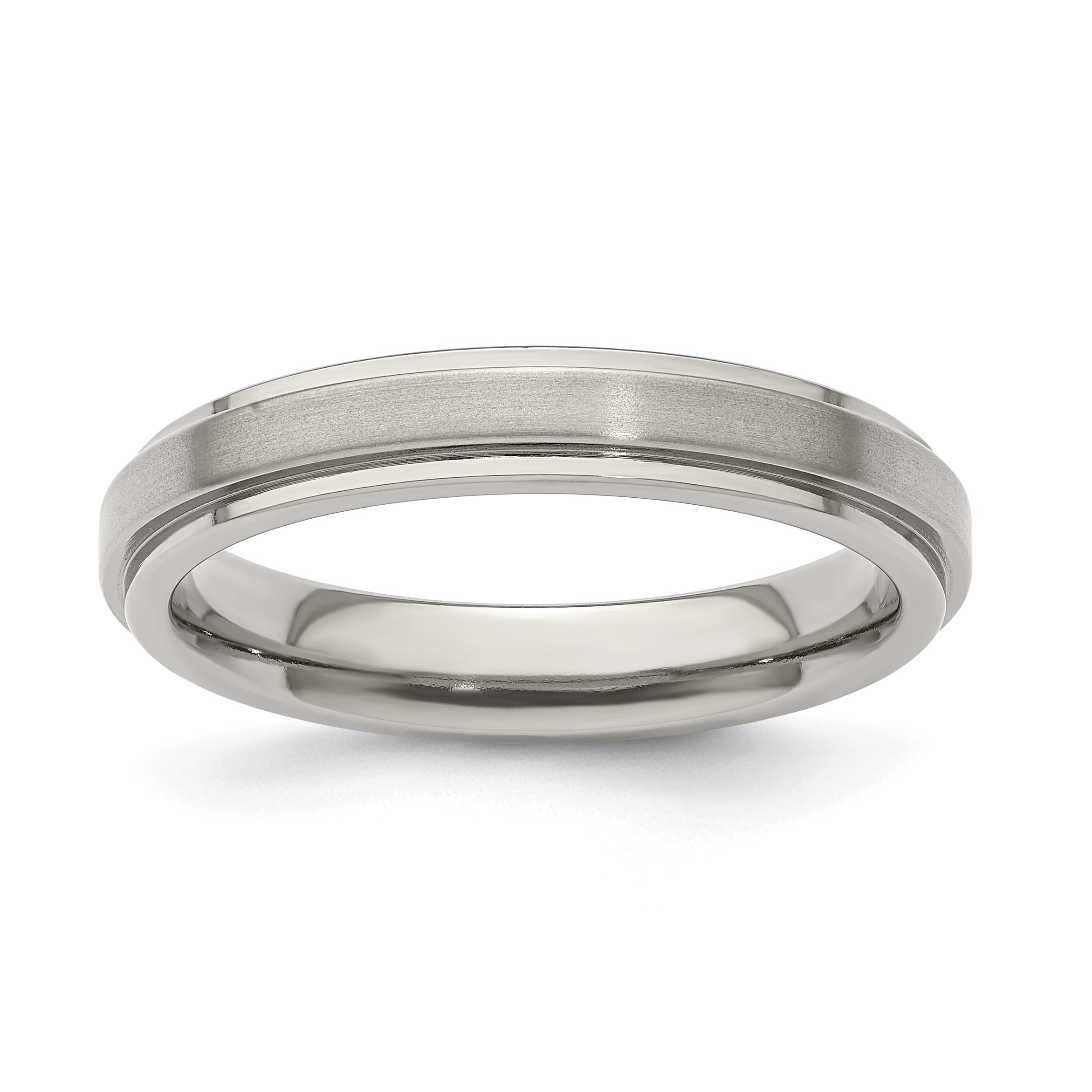 Edward Mirell Titanium Brushed/Polished Flat Step Edge 4mm Band