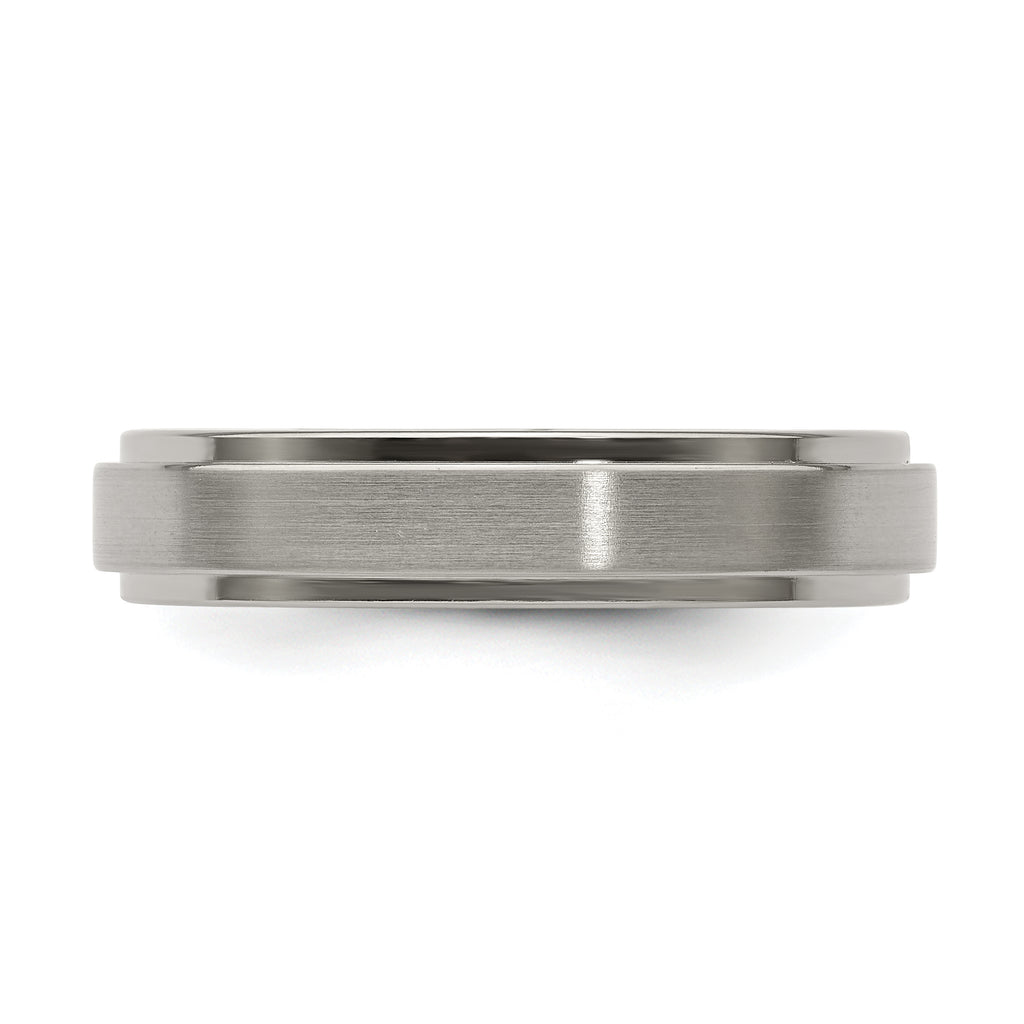 Edward Mirell Titanium Brushed/Polished Flat Step Edge 5mm Band Size 9.5
