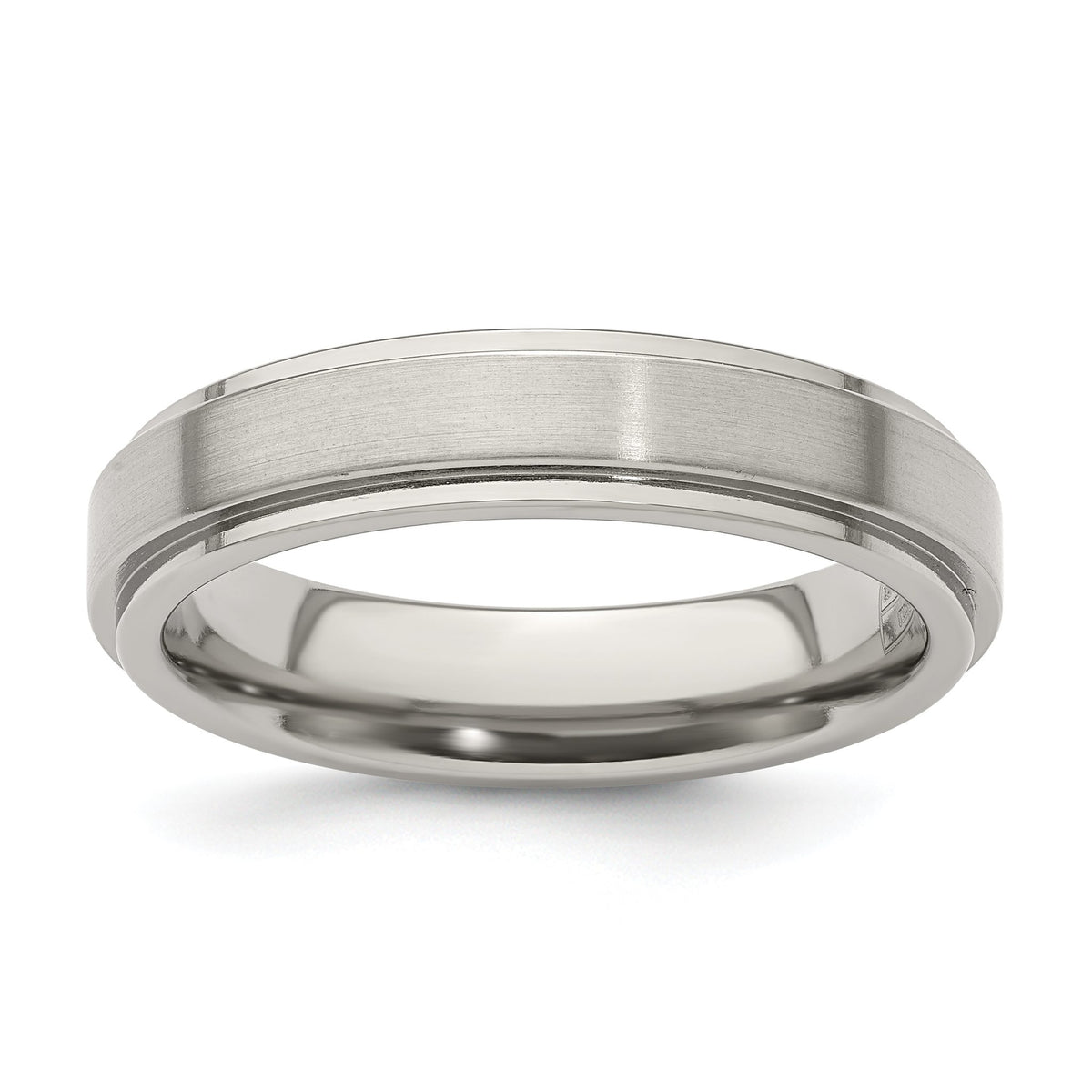 Edward Mirell Titanium Brushed/Polished Flat Step Edge 5mm Band, Size 5–12 - Sophia Jewelers Main image