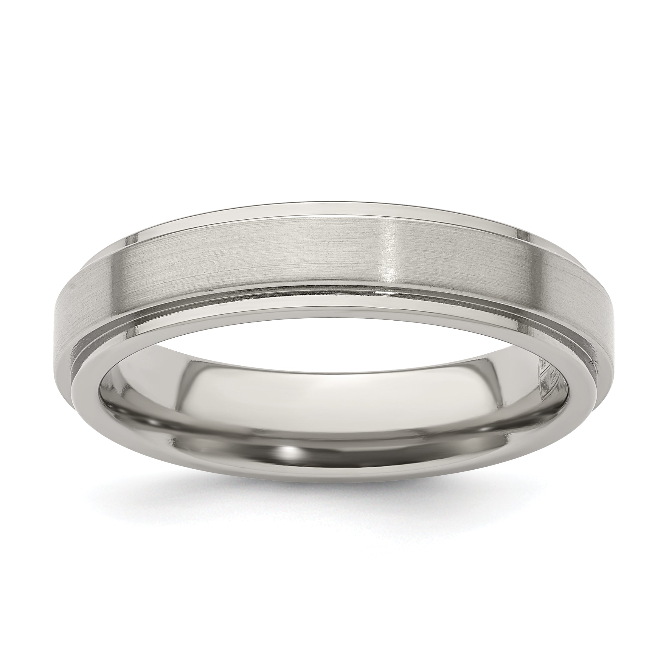 Edward Mirell Titanium Brushed/Polished Flat Step Edge 5mm Band Size 9.5 Main image
