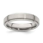 Edward Mirell Titanium Brushed/Polished Flat Step Edge 5mm Band Size 9.5