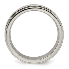 Edward Mirell Titanium Brushed/Polished Flat Step Edge 6mm Band Size 9.5