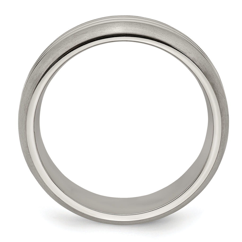 Edward Mirell Titanium Polished Triple Grooved 7mm Band Size 11.5