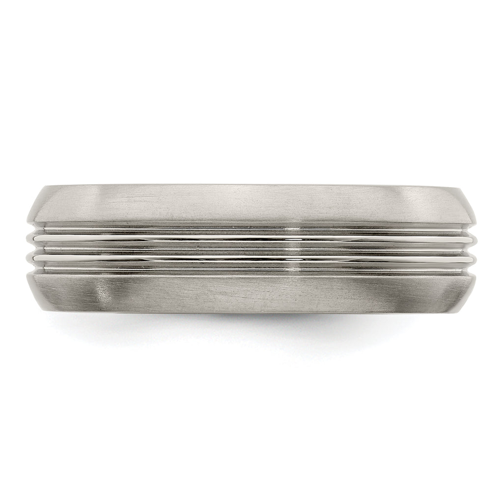 Edward Mirell Titanium Polished Triple Grooved 7mm Band Size 11.5