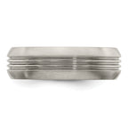 Edward Mirell Titanium Polished Triple Grooved 7mm Band Size 11.5