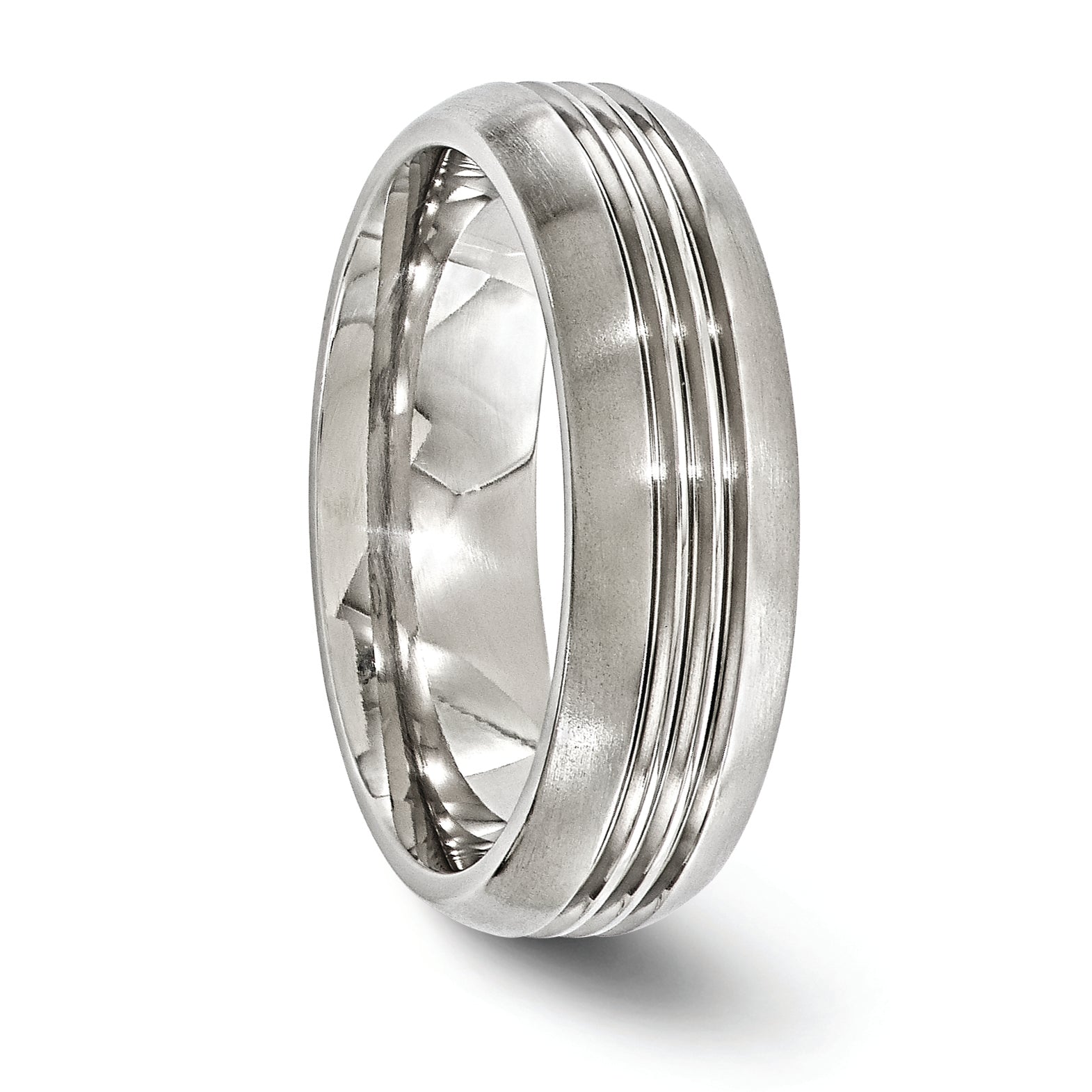 Edward Mirell Titanium Polished Triple Grooved 7mm Band Size 11.5