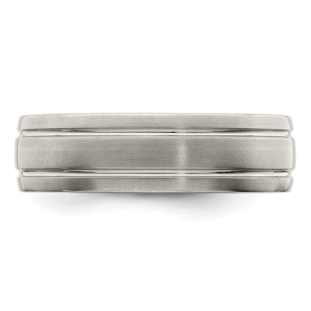 Edward Mirell Titanium Brushed/Polished Grooved 7mm Band Size 12.5