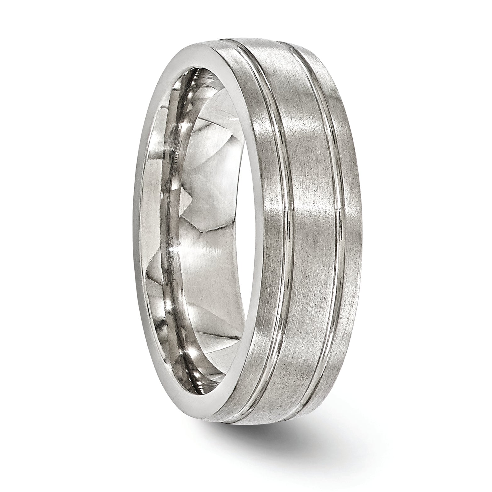 Edward Mirell Titanium Brushed/Polished Grooved 7mm Band Size 12.5